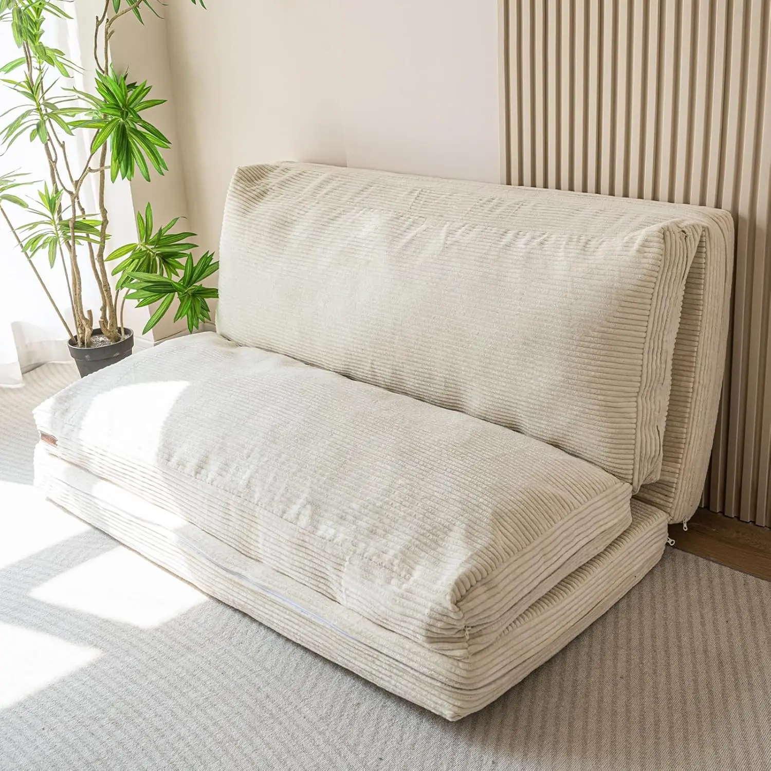 Faltbares Sitzsack-Sofabett aus Cord-Samt, extra dicke Bodenmatratze, 75 x 240 cm, für Schlafzimmer und Wohnzimmer, individuell gestaltet