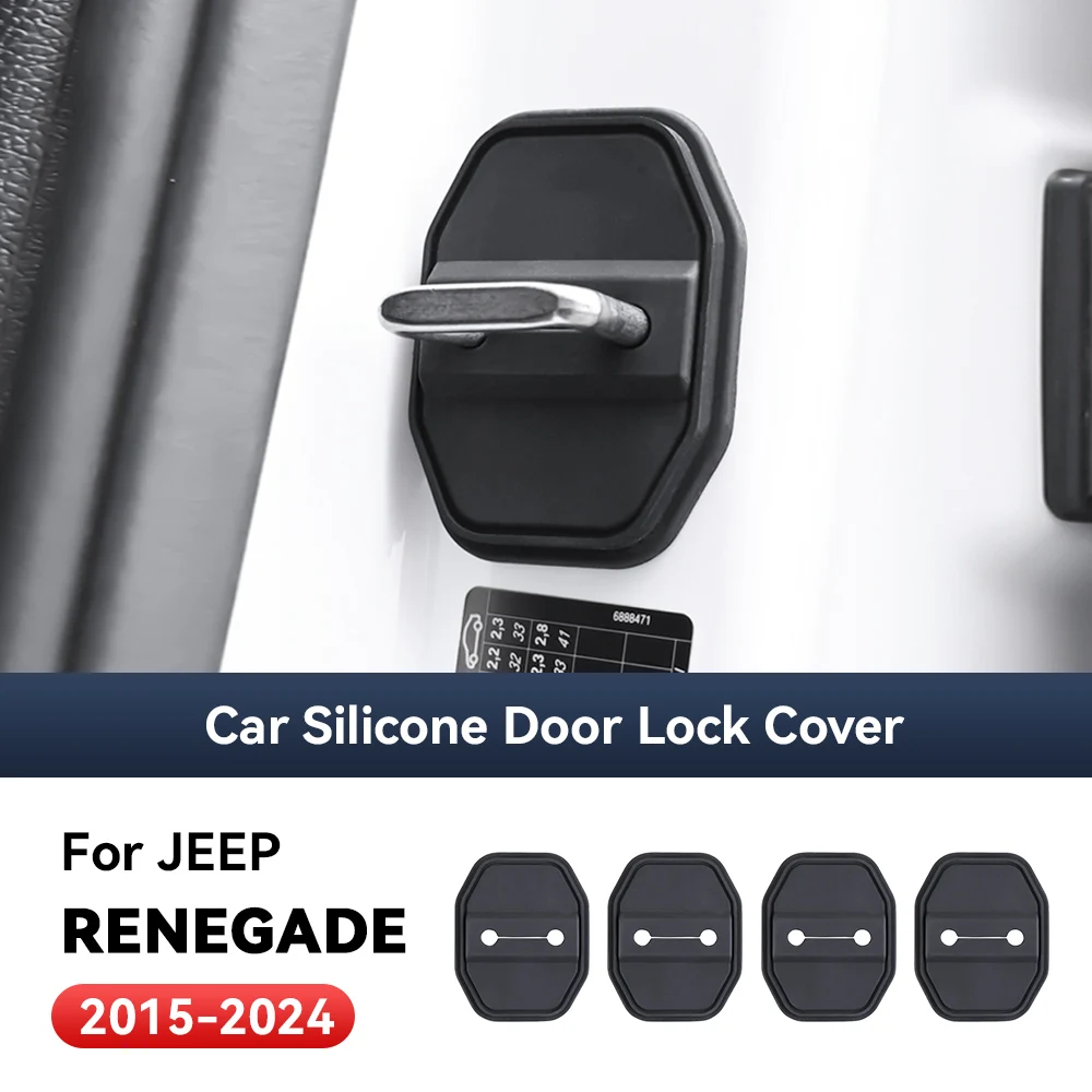 

4pcs Car Decorat Accessories Silicone Protecte Auto Door Lock Latch Shock Absorber Cover For JEEP RENEGADE 2015-2024