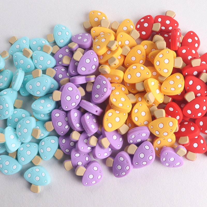 10pcs Silicone Focus Beads Cartoon Mushroom Silicone Beads DIY Jewelry Accessories For Beaded Pen Keychains Making