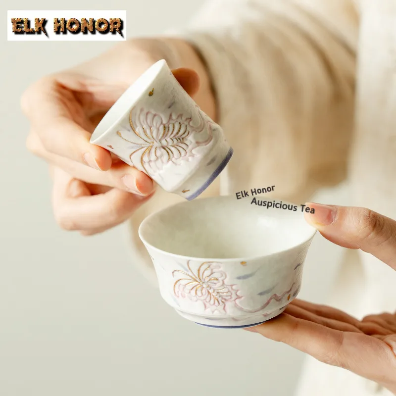 Hand Painted Shadow Butterfly Teacup Boutique Tea Bowl Cute Cup Tea-tasting Personal Cup Chazhan Master Cups Household Cha Gift