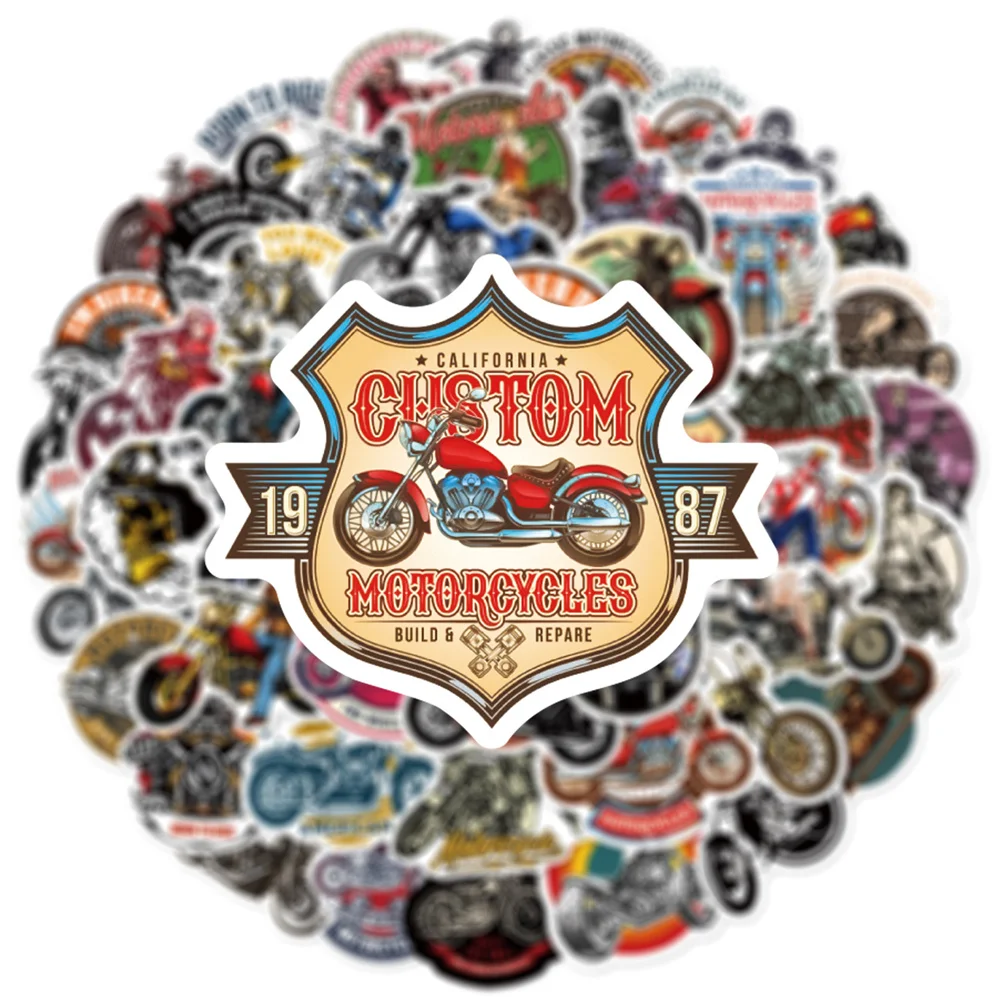 50pcs Retro Motorcycles Stickers For Helmet Car Scrapbook Suitcase Ipad Guitar Cool Sticker Vintage Scrapbooking Materiales