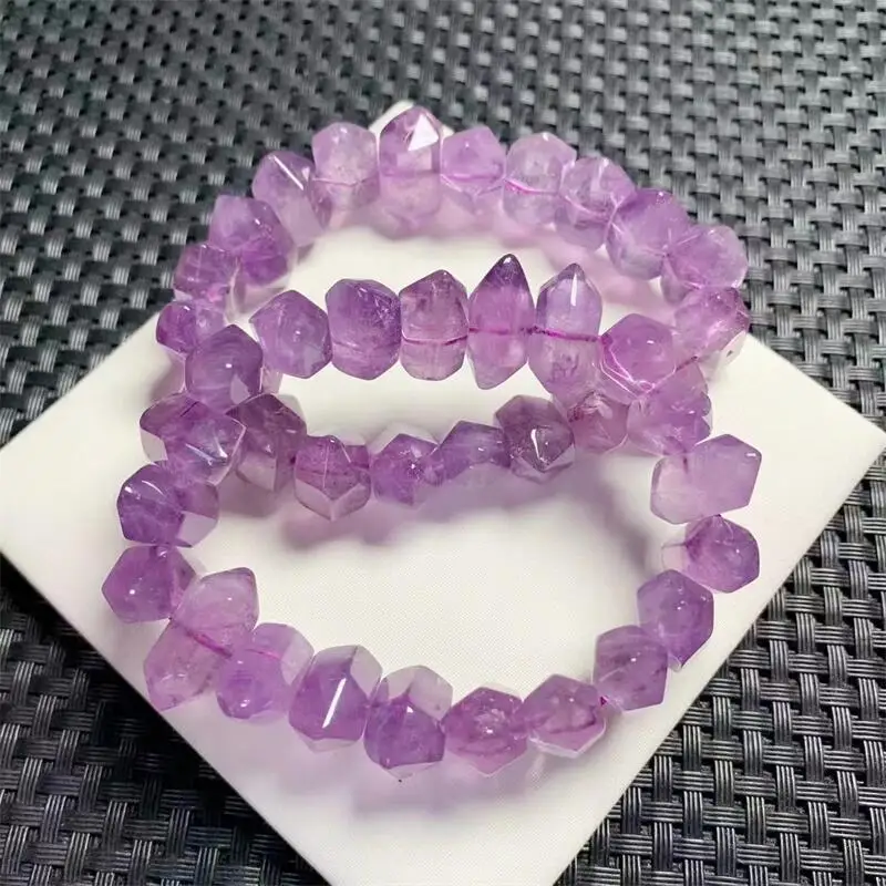 Natural Lavender Amethyst Double Point Bracelet Women Fashion Reiki Healing Crystal Energy Gemstone Gift 1PCS