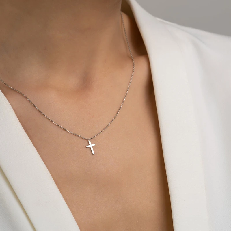 925 Sterling Silver Vintage Cross Pendant Necklace for Women Minimalist Necklace Fashion Jewelry Birthday Anniversary Gifts
