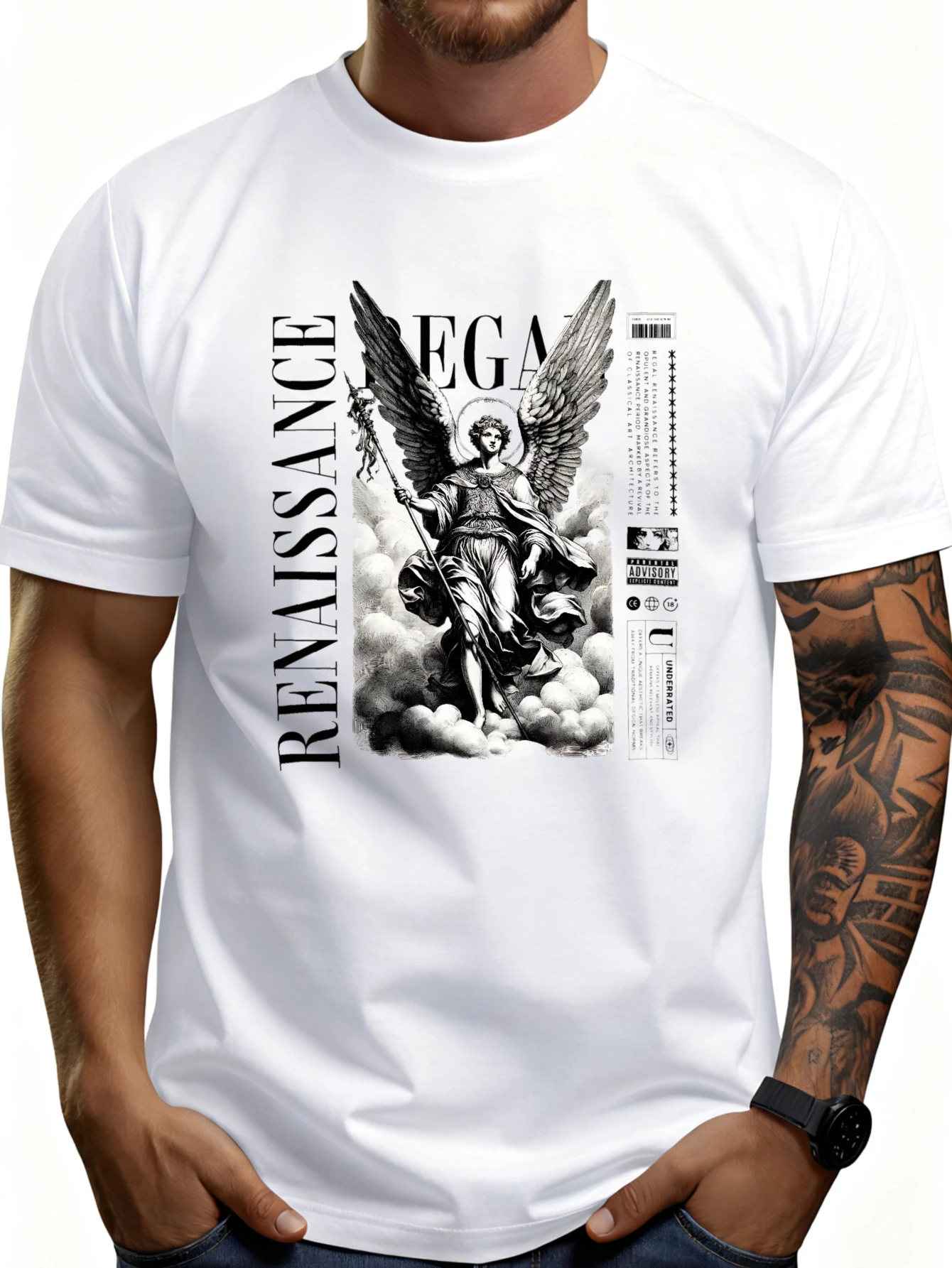 Casual Fashion Men's T-Shirt Renaissance Angel Art Design Summer Wear Gift for Him
