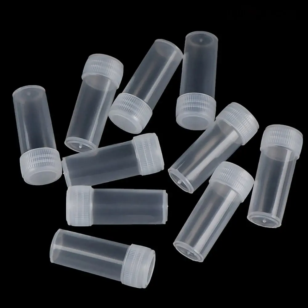 50Pcs Powder Craft 5ml Plastic Bottle Screw Cap Pill Liquid Capsule Storage Test Tubes Small Translucent Vials Sample Container