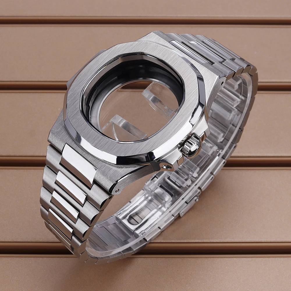 40mm Men's NH35 Watch Cases Strap 316L Stainless Steel Parts For Mod Nautilus NH35 NH36 NH34 NH38 NH72 Movement Sapphire Glass