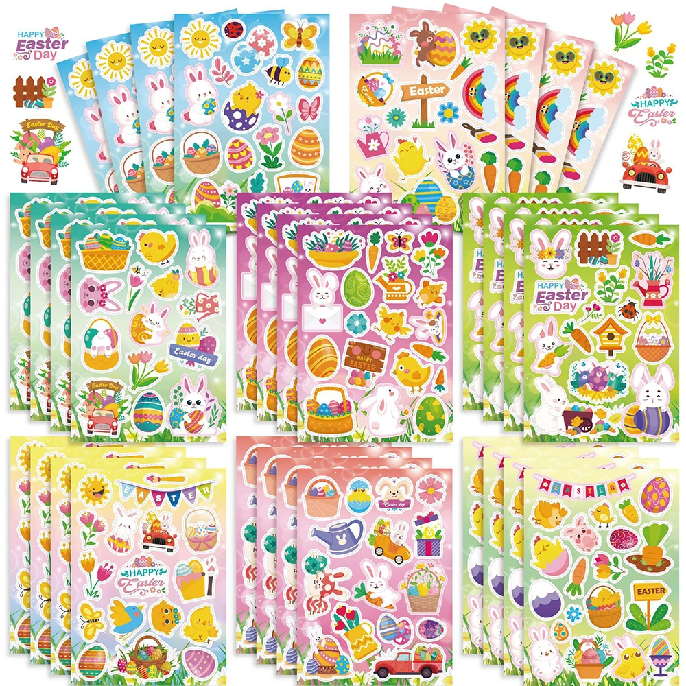 Blatt Ostern Puzzle Aufkleber machen ein Gesicht DIY Spiel Party Dekoration Cartoon Wandt attoos Mädchen Junge Spielzeug Geschenk Kinder pädagogisch