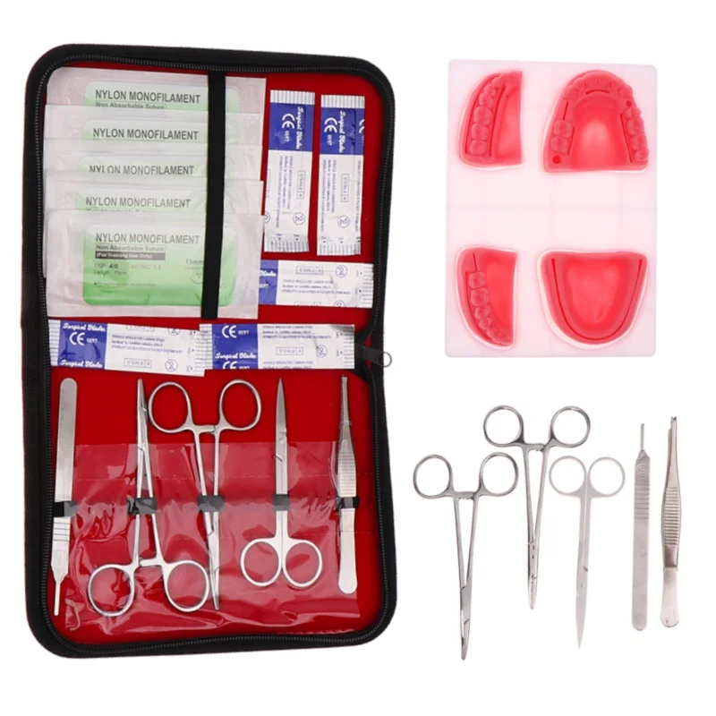 Dental Surgical Suture Training Kit Suture Dentistry Practice Model Training Pad Scissors Tool Teaching Operate Kit