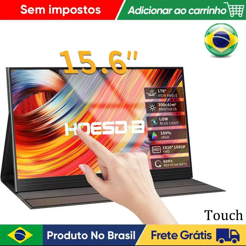 شاشة Hoesd.a مقاس 15.6 بوصة تعمل باللمس 300Nits FHD IPS شاشة تعمل باللمس USB-C HDMI شاشة عرض الألعاب للكمبيوتر/الكمبيوتر المحمول/الكمبيوتر الصغير/الهاتف #1