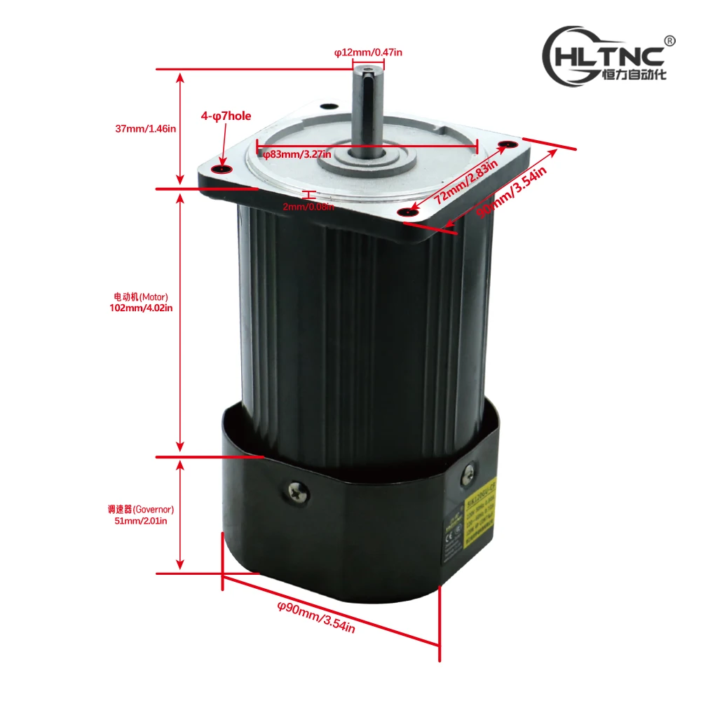 120W Micro AC Motor 110v 220v Single Phase Asynchronous Motor Gear Motor 15mm Motor Shaft 5-1400RPM 50/60hz For Packing Machine