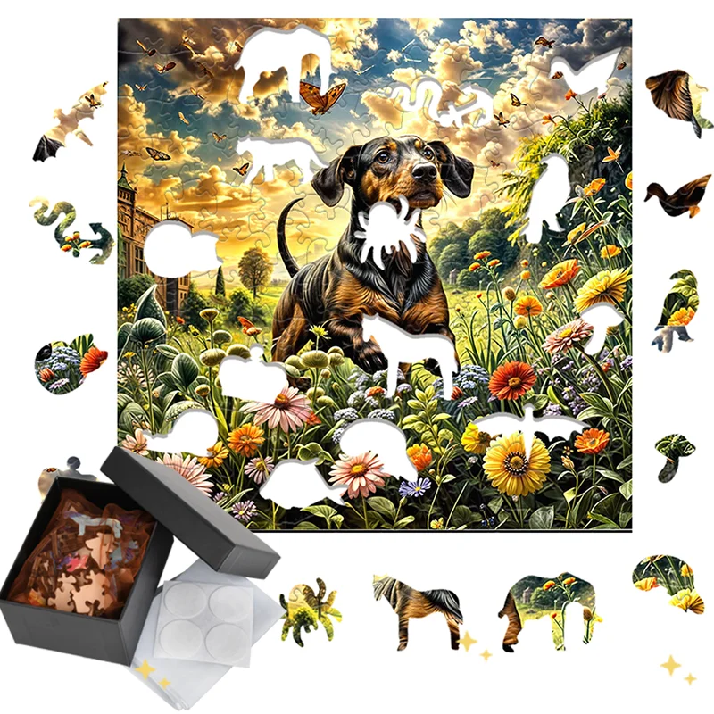 Schattige hond houten puzzel Vakantiespeelgoed Cadeau Ouder-kind interactief puzzelspel Familiebijeenkomst Sfeer Wanddecoratie