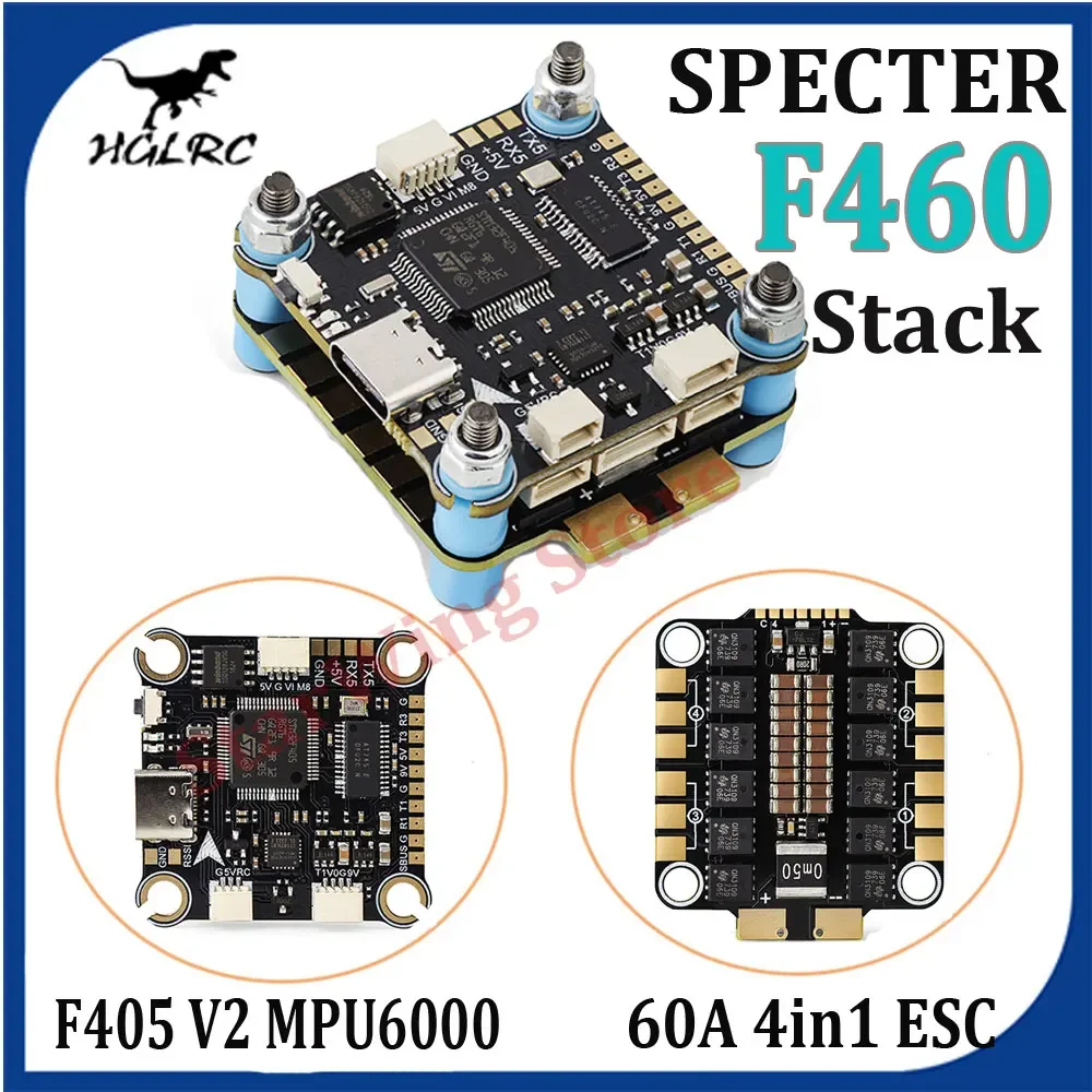 HGLRC SPECTER F460 Stack F405 V2 MPU6000 Flight Controller BLHELI_S 60A 4in1 ESC 30X30mm 2-6S for FPV Freestyle Drone