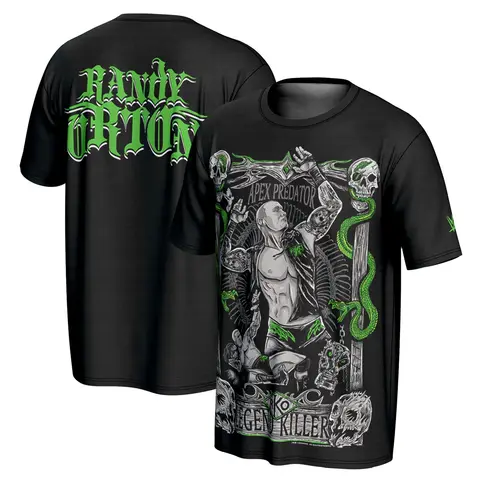 New Summer Men's Black Randy Orton Viper Bite 3D Printed T-shirt Short Sleeved Sports High-end Neutral Fashion Plus Size Top 6X