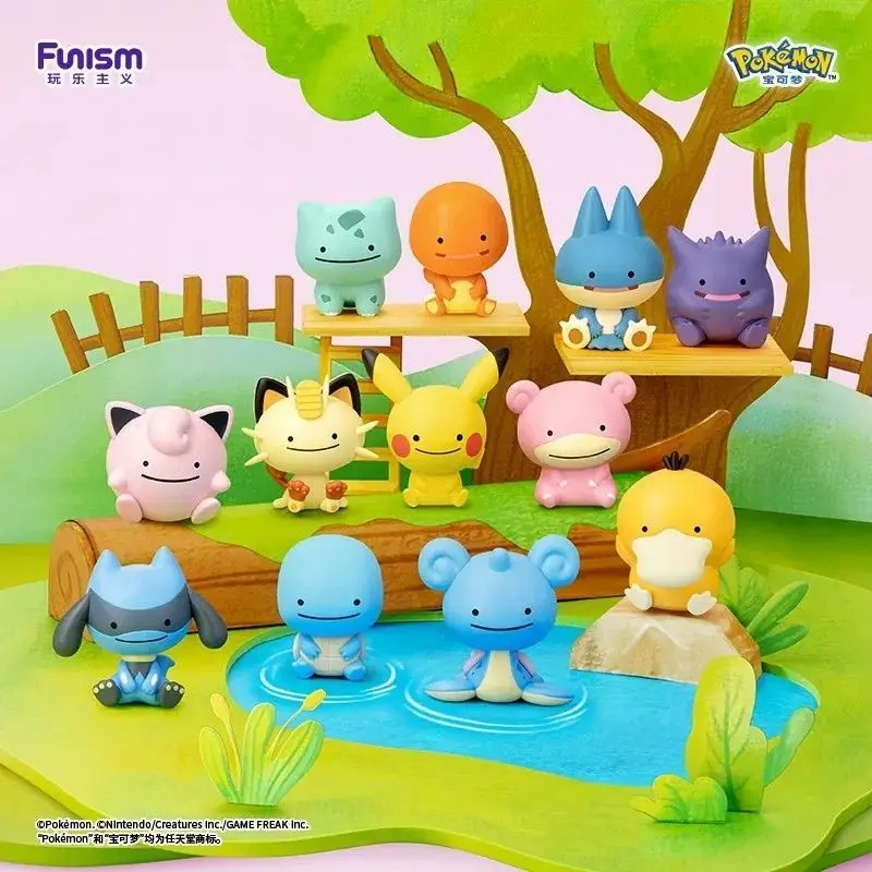 Funism PokéMon Little Adventure Series Ditto Happy Blind Box, Ditto Mimic Other PokéMon Cute Shape, Random 3pcs Mini Figure Gift