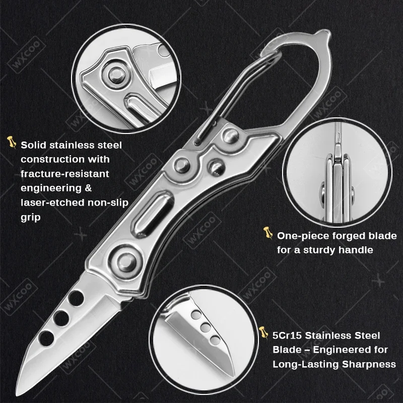 WXCOO Folding Knife Kitchen Knife Mini Utility Knife Fruit Chop Meat Cleaver Vegetables Boning Butcher Slicing Fish Knife