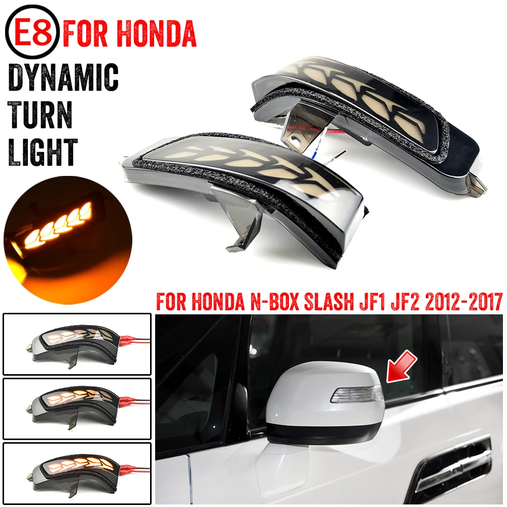 2pcs For Honda N-Box 2012 2013 2014-2017 LED Dynamic Turn Signal Light Indicator Side Wing Mirror Blinker Sequential Cover Trim