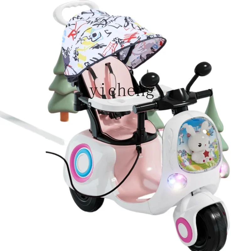 XL Children's Electric Car Three Wheeled Motorcycle Baby Carriage Can Sit for People Baby Hand Push