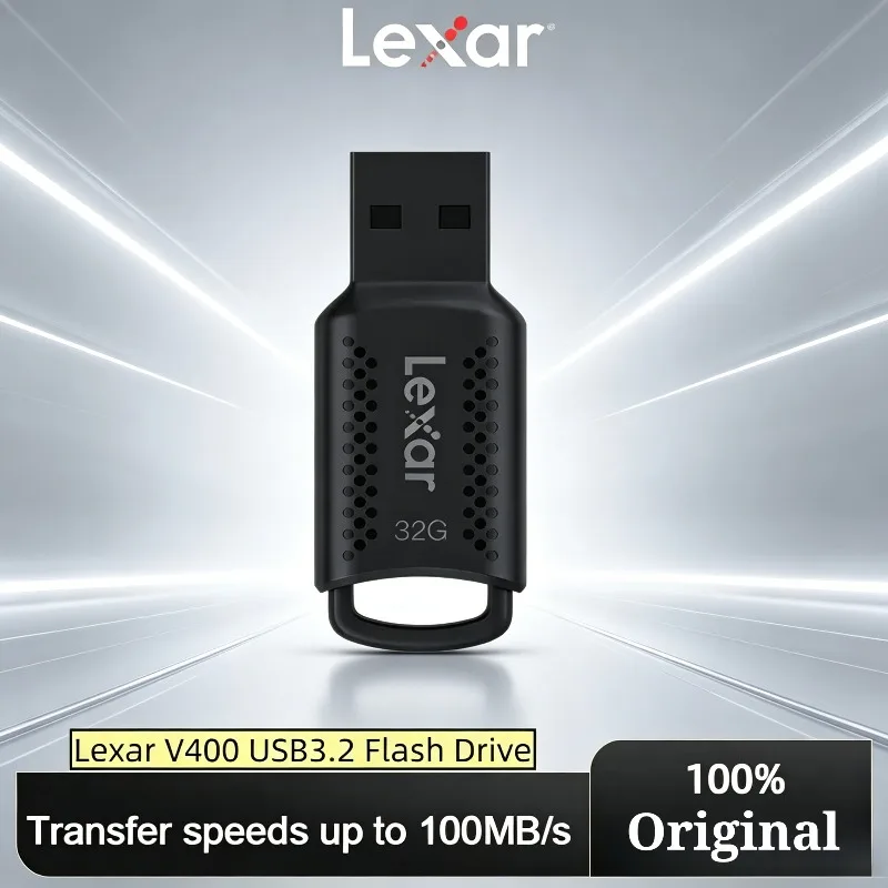 Memoria USB Original Lexar para Computadora, Unidad Flash USB V400 USB 3.2, Pendrive de 32GB 64GB 128GB, Negro, Gran Venta