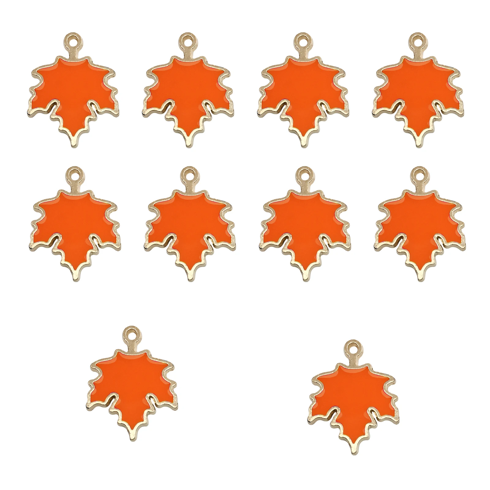 10Pcs Autumn Maple Leaf Charms for DIY Jewellery Making