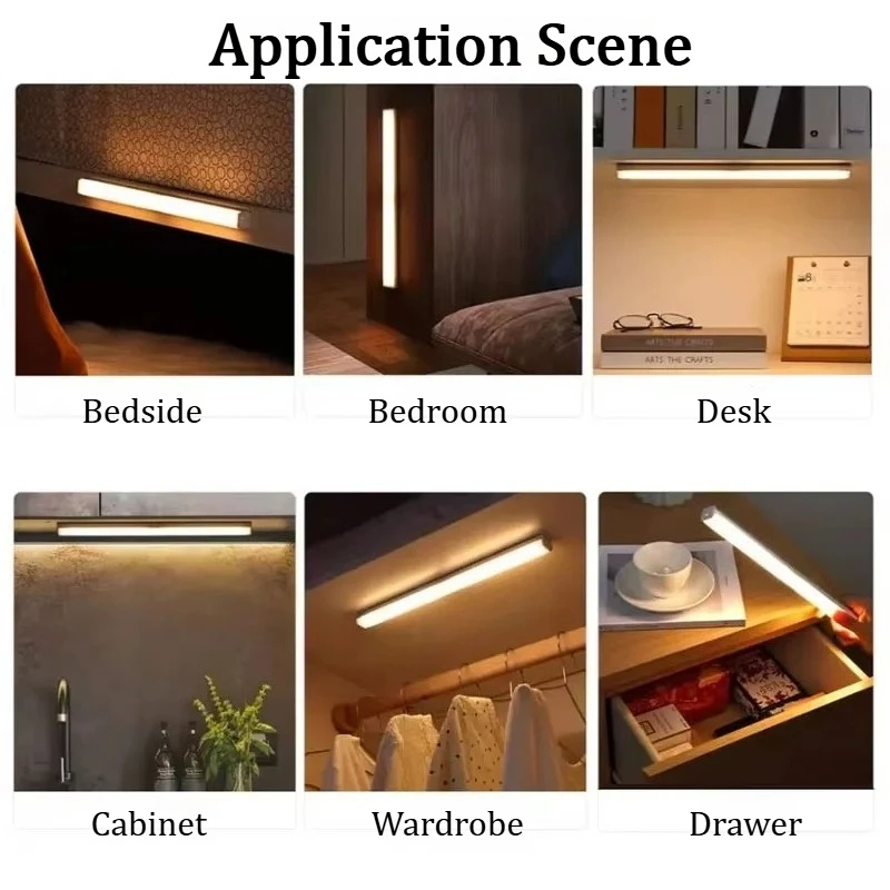 لاسلكي LED مصباح لجهاز الاستشعار قابلة للشحن ضوء الليل خزانة ضوء الليل المطبخ غرفة نوم خزانة الدرج الخلفية شريط إضاءة LED