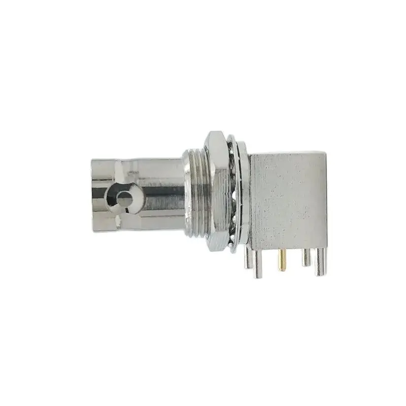10 Pcs 5 Pole Right Angle BNC Female Socket With Nut Bulkhead Connector for PCB Board