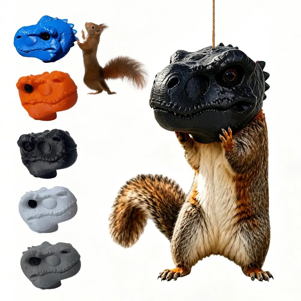 T-rex Squirrel Feeder Dinosaur Head Squirrel Feeder Outdoor Hanging Feeder Garden Yard Nut Holder for Corn Squirrels Heavy-duty