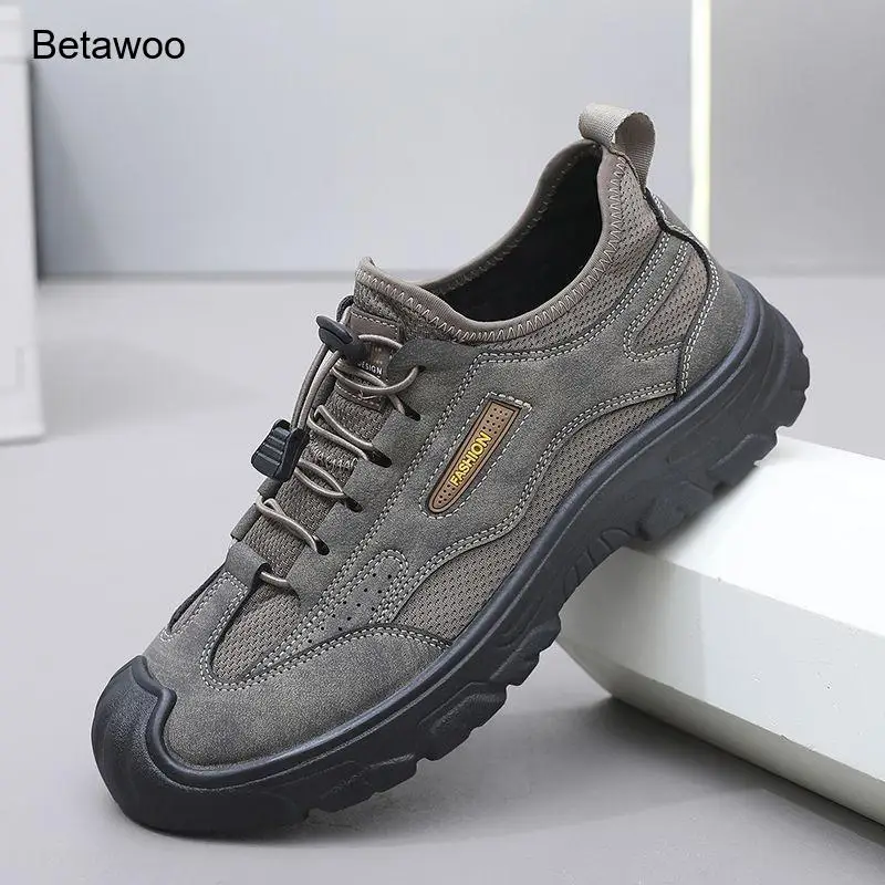 

Mens Grey Breathable Outdoor Hiking Shoes Slip On Casual Trekking Sneakers