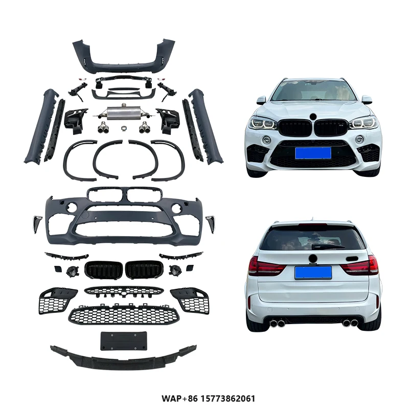 

F15 2013-2018 Upgraded Body Kit with Front & Rear Bumpers Front Engine Hood Tail Throat Fog Light Cut-Outs for Bmmer X5