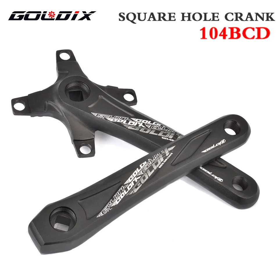 GOLDIX Bicycle Crank Square Hole Sprocket 104BCD 170mm Black Crank Round Oval 32/34/36/38/40/42T Narrow Chainrings MTB Crankset