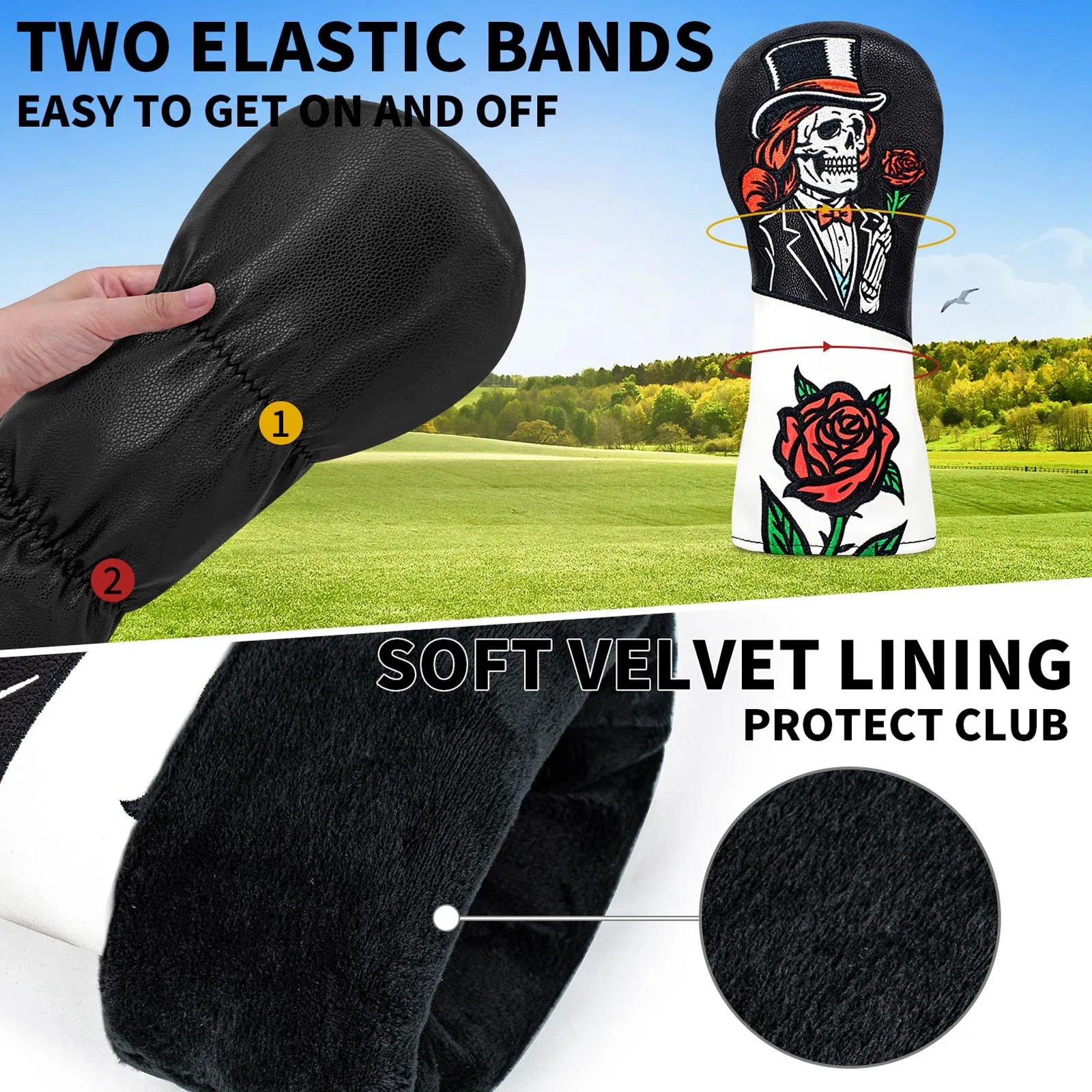 Cartoon Embroidered Golf Headcover, Decorative Protective Shell For Driver Club