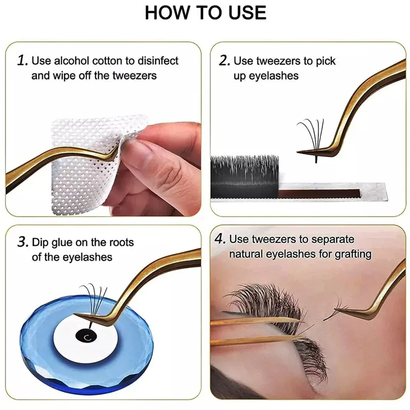 Professional Eyelashes Extension Tweezers White for Russian 3D 6D Volume Fake Lash Extensions Nail Art Clip Supplies Makeup Tool