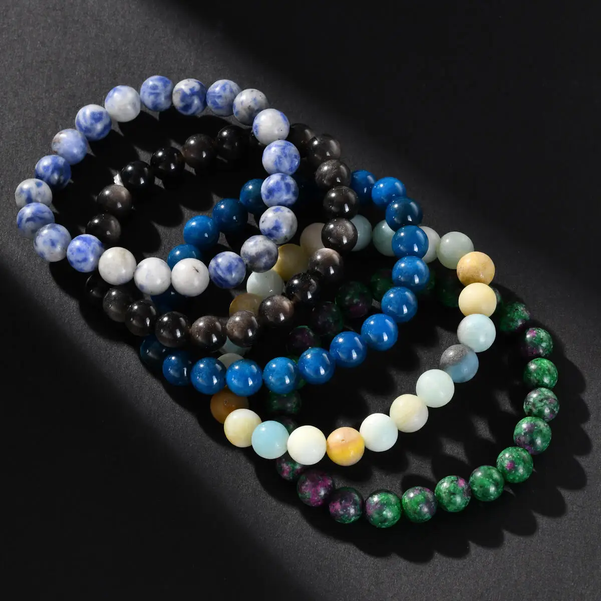 Reiki Blue Beaded Bracelet for Men,Natural Stone Blood Circulation Stimulate Health Bracelet,Yoga Energy Jewelry Gift