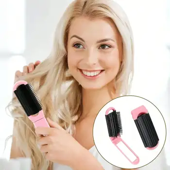 Mini cepillo de pelo 2 en 1, peine de masaje plegable, peine de masaje de cabeza, peines portátiles antiestáticos, peine de masaje de cuero cabelludo con cojín de aire y espejo. 10 best sales Cepillo de pelo portátil - №9