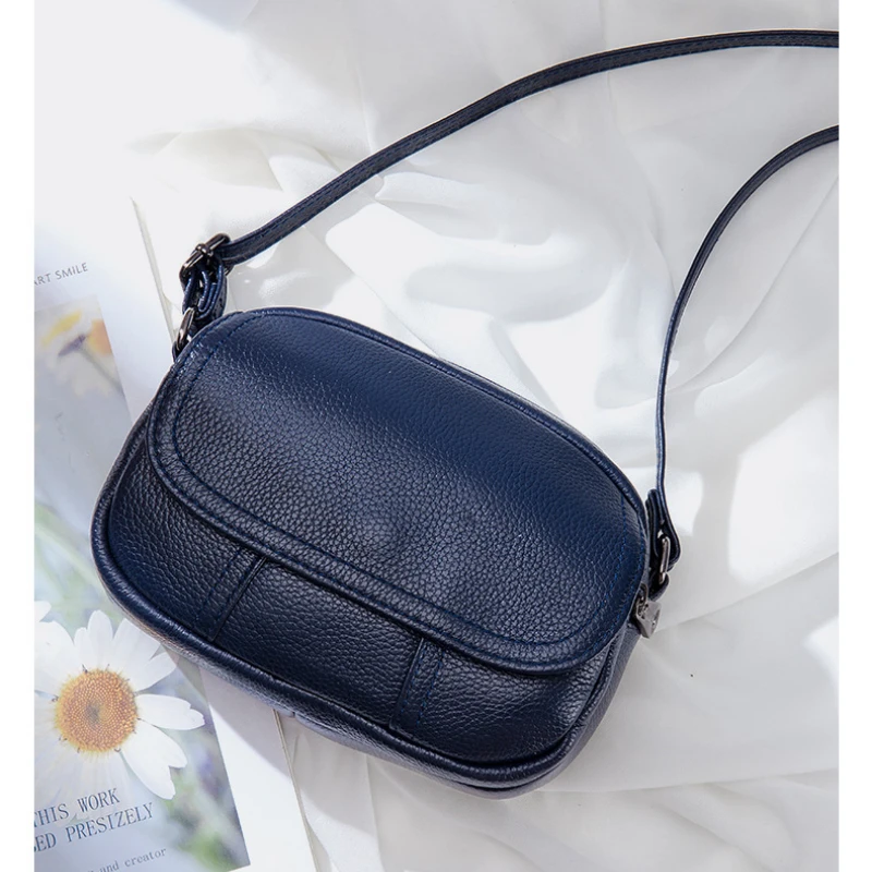 

Genuine Leather One Shoulder Bag Women Fashion Crossbody Bag Large Capacity Mobile Phone Handbag Earphone Key Lipstick Bags