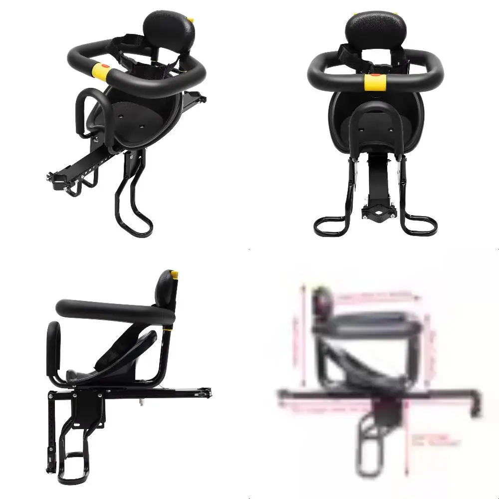 

New Front-Mount Bicycle Child Safety Seat with Armrest & Foot Pedal Bike Baby Safety Seat Baby, Toddler, Child Black Bike seats