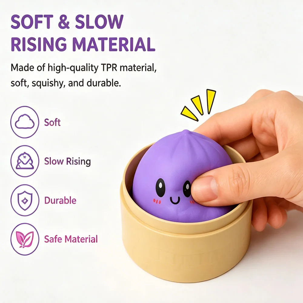 2026 Trendy Mystery Blind Box Simulated Steamed Bun Squishy Slow Rising Squeeze Anti Stress Portable Desk Accessory Gift view 5