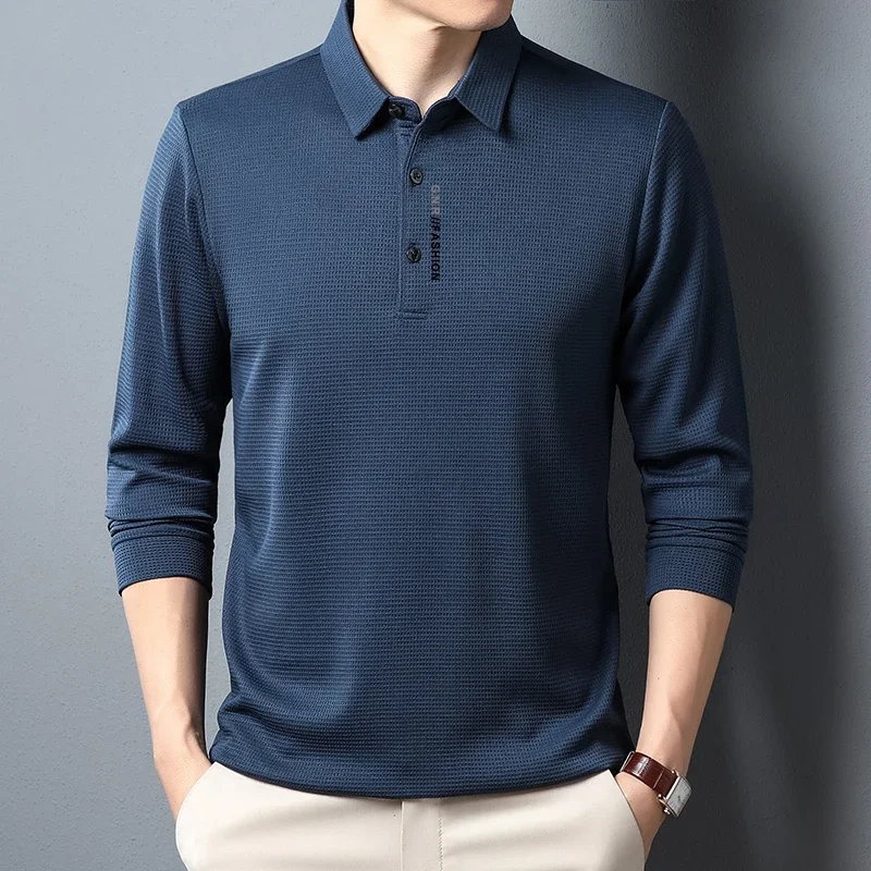 NONE Men Polo Shirt Waffle Long Sleeve 3