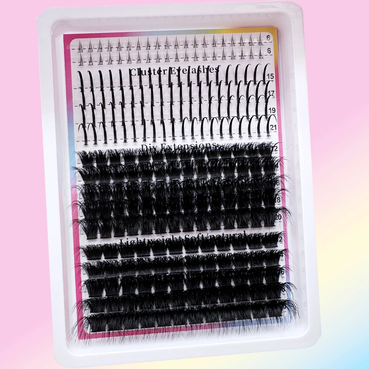 4 Stile Manga Wimpernbüschel, Einzelne Wimpernbüschel mit Spitzen, Spikes + Untere Wimpern + 60D-200D Natürlicher Look, 6-21mm Gemischte Längen – Detail 7