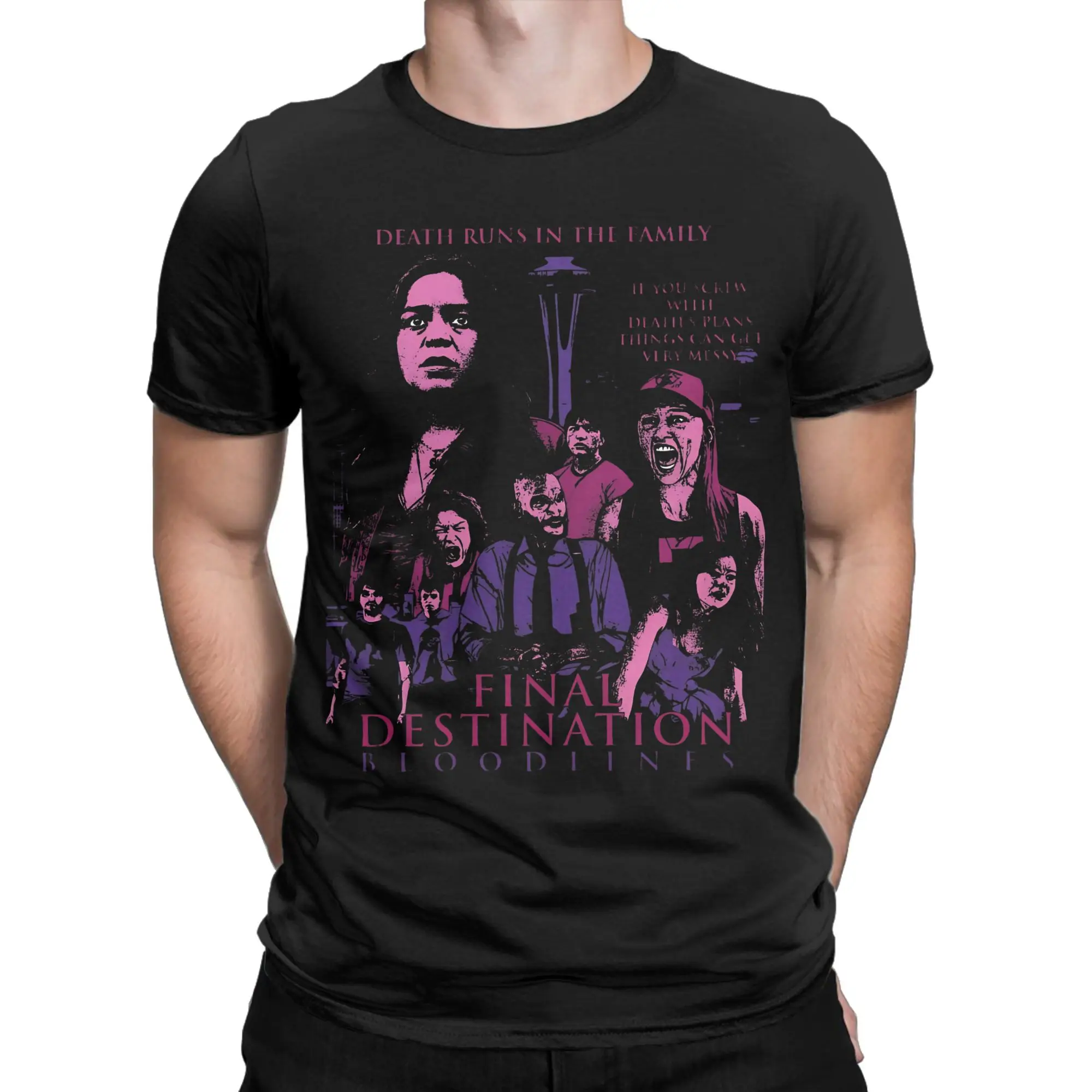 Mens Womens Final Destination Bloodlines T Shirt 100% Cotton Fashion Tee Shirts  Clothing Outfits