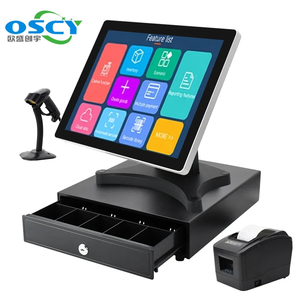 Cheap Counting Machine All In One Pos Machine System With Printer Cash Drawer Card Reader Scanner Restaurant Pos Billing Machine