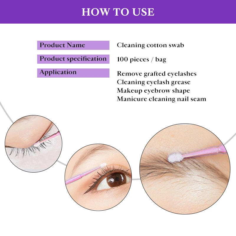 DeceMars Eyelash Cleaning Cotton Rod