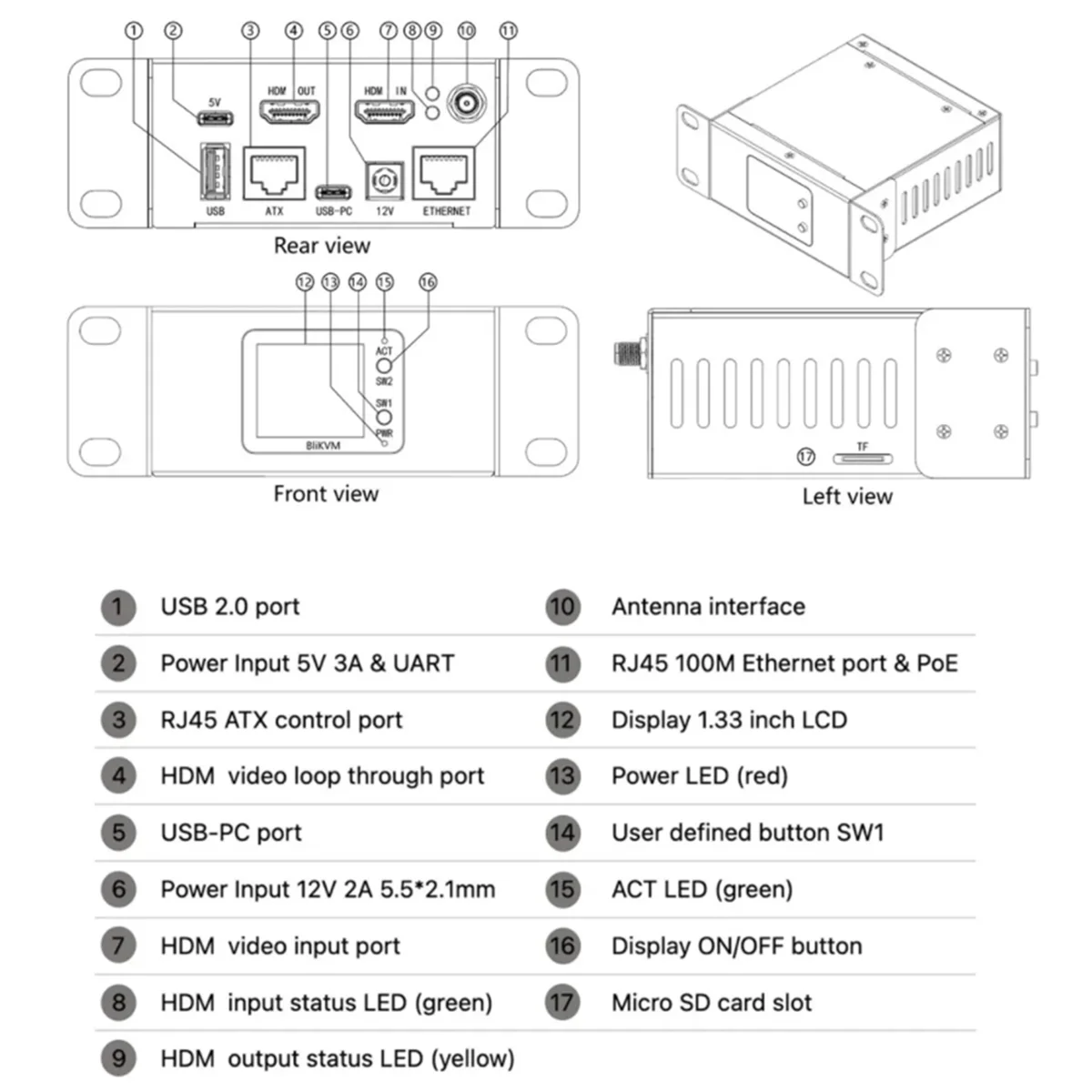 N-A26M BliKVM V4 Allwinner H313 Soc KVM over IP PoE HDMI-Comaptible Video Loop Through PiKVM RTC Video Capture Plug and Play