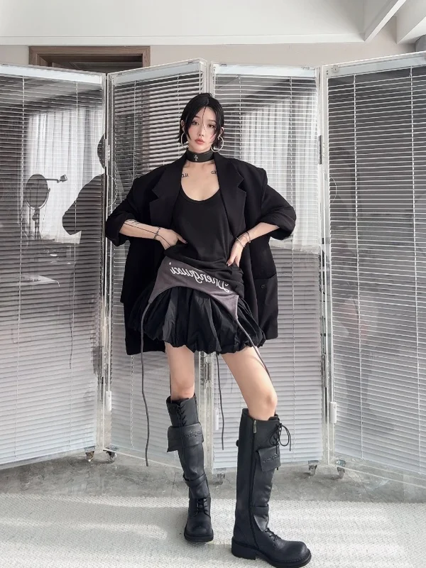 

IAMCPLUS 2025 Spring Thin Tailored Suit Jaet Women's Commute Sle Loose Fit Long Sve Single Button Pure Color Coat