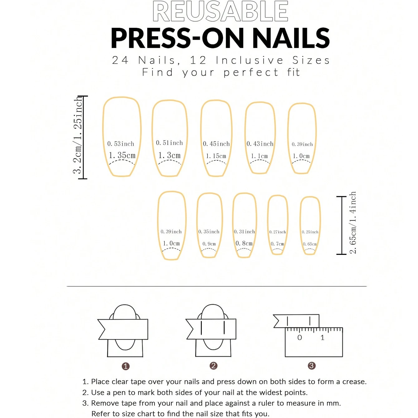 24 Stück kurze französische Nägel mit minimalistischem Farbverlauf und Glitzer, inklusive 1 Jelly-Gel und 1 Nagelfeile – Detail 3