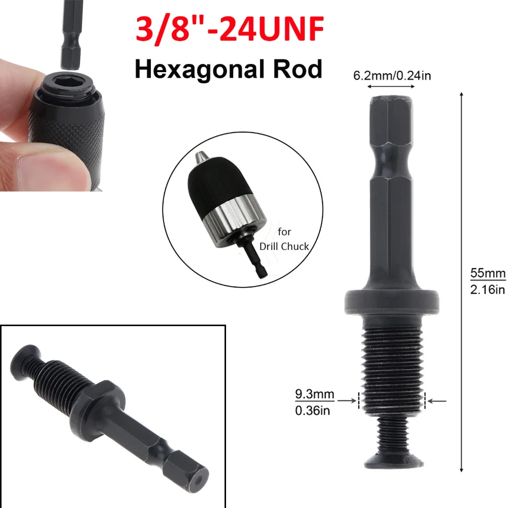 1/2 -20UNF 3/8-24UNF Connecting Rod Adapter Square Round Hexagon Hex Screw Shank Drilling Bit Extension for Electric Drill Chuck