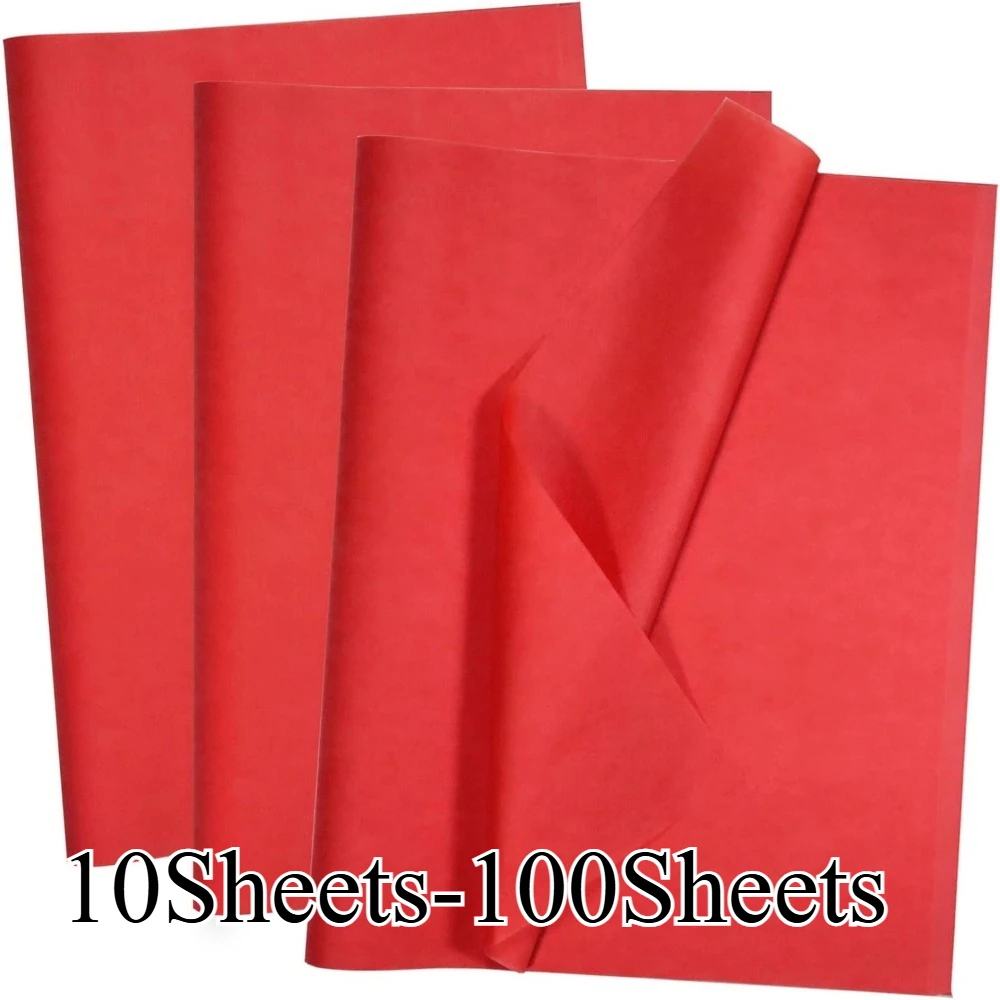 10-100 hojas de papel tisú rojo, 50x66cm, papel de regalo rojo a granel para bodas, cumpleaños, proyectos de bricolaje, manualidades para envolver