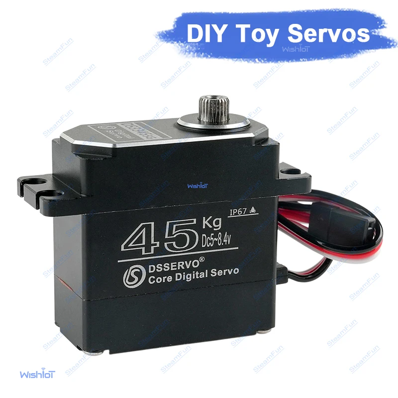 

Цифровой сервопривод 45 кг с металлическим редуктором и железным сердечником, 180/270/360 градусов, водонепроницаемый IP67, для радиоуправляемых роботов, машинок, DIY-игрушек для мальчиков