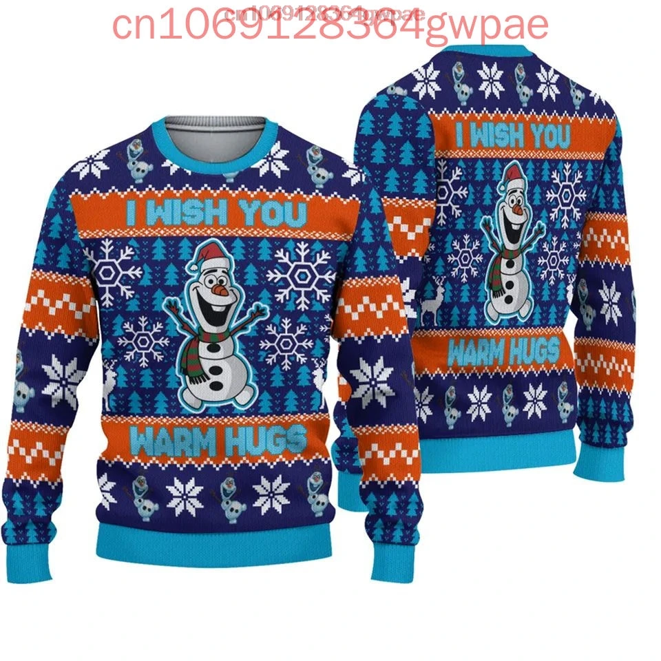 Disney Frozen Elsa Olaf Christmas Sweater Men's Women's 3d Print Ugly Sweater Disney Elsa Princess Ugly Christmas Sweater Tops