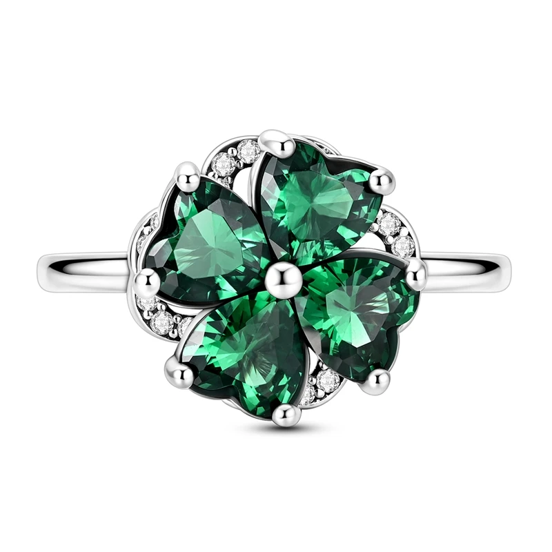 925 Sterling Silber Glücksbringer Vierblättriges Kleeblatt Ring Offen Verstellbar Stapelbar für Frauen Mädchen Schmuck Geburtstagsgeschenk – Detail 2