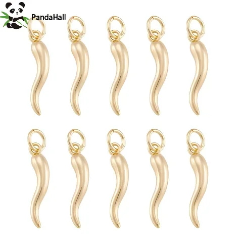 PandaHall 10 Stück Messing-Anhänger in Form von scharfer Paprika, goldfarben, für Armbänder und Halsketten. – Detail 8